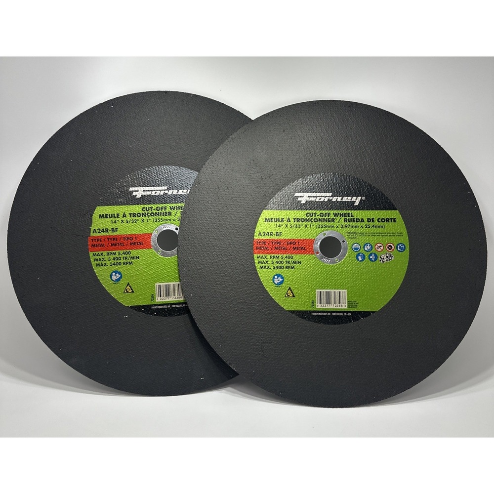 Forney A24R-BF 14in x 5/32in x 1in Type 1 High Speed Metal Cut-Off Wheels 2pk